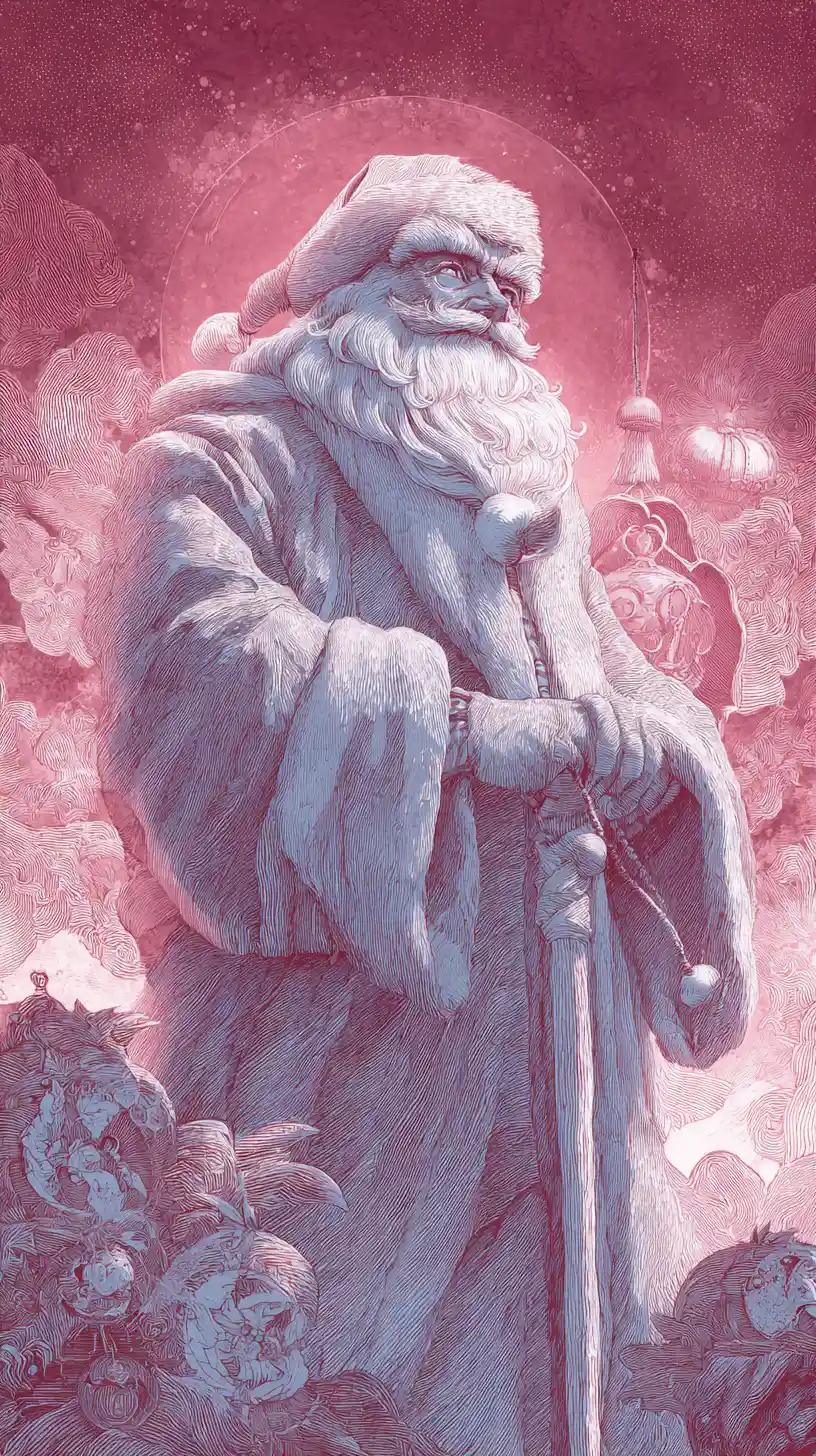 Infrared Santa Claus With Magical Rim Light Illustration