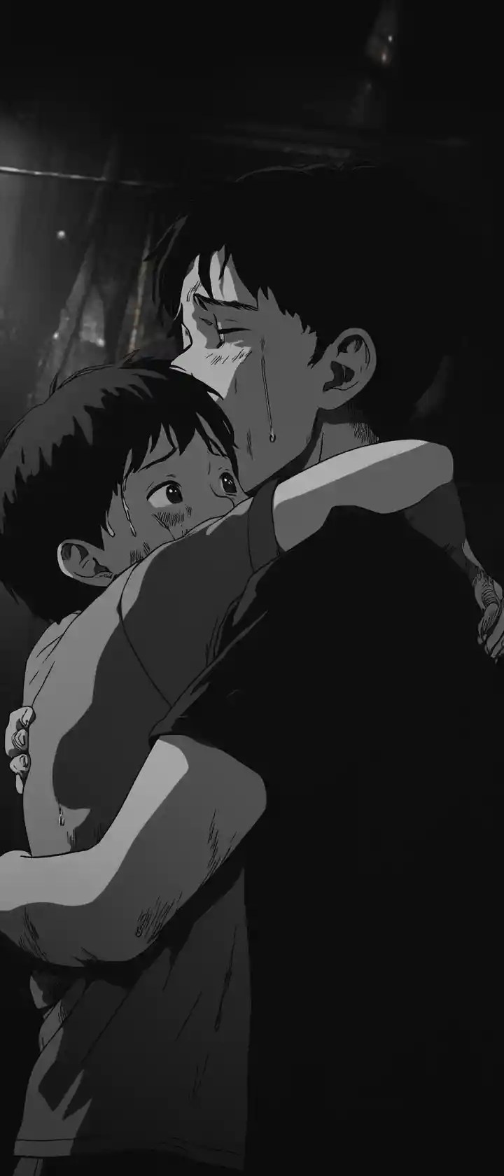 年長のきょうだいが年下の子を最後に抱きしめる瞬間