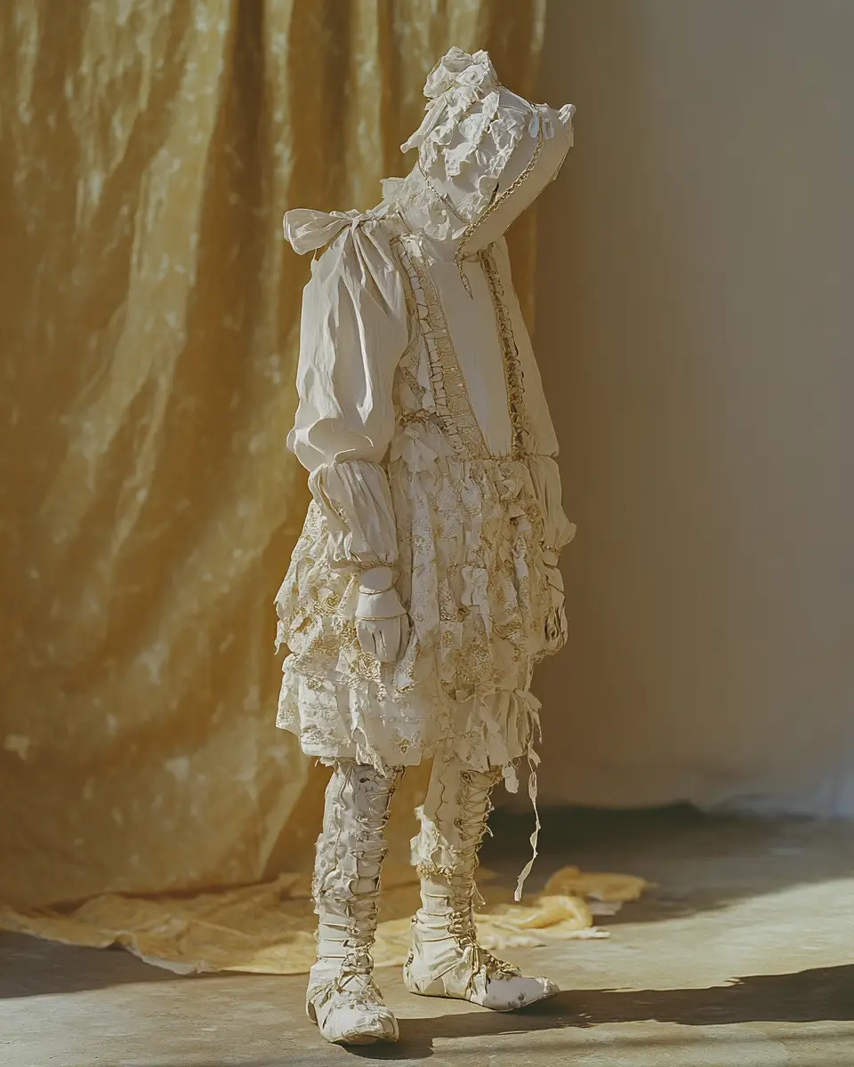 Neo renaissance woman in avant garde sculptural fashion portrait
