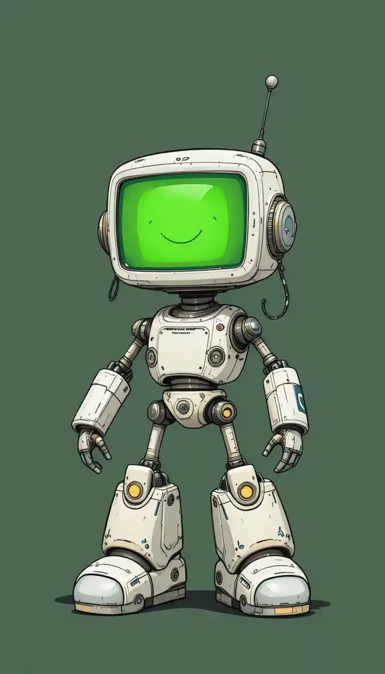 深色背景上的綠幕臉可愛機器人