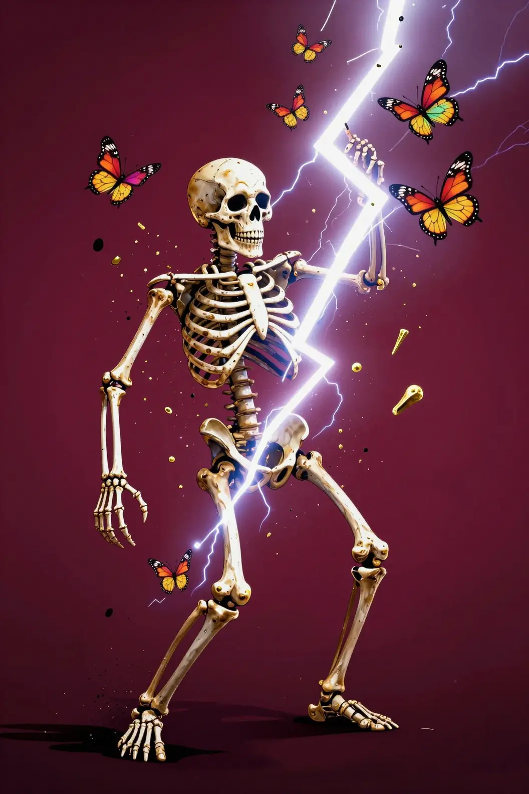 被閃電擊碎的骷髏在栗色專輯封面藝術中