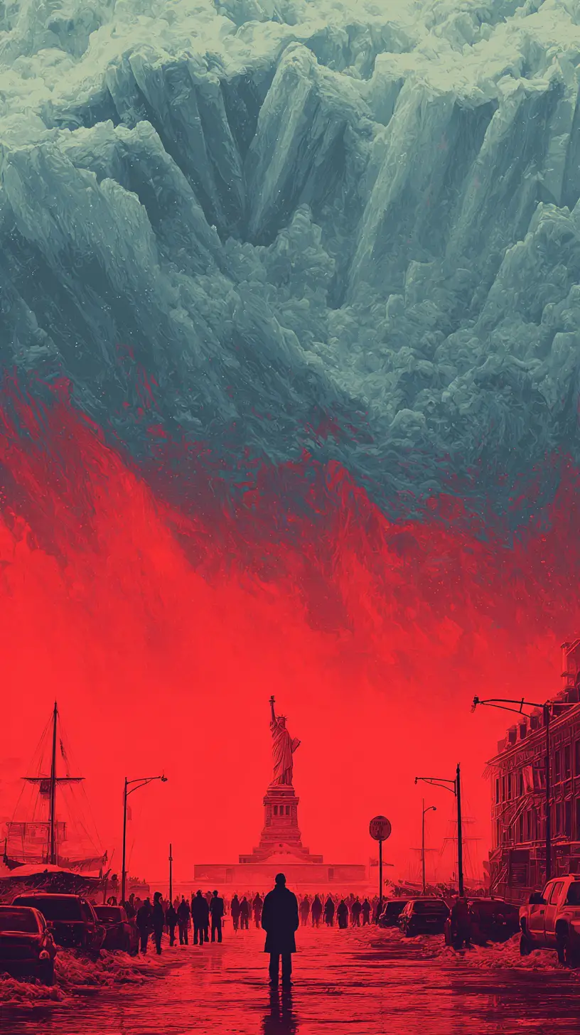 Paysage urbain cinématographique inspiré d’un film catastrophe de science‑fiction