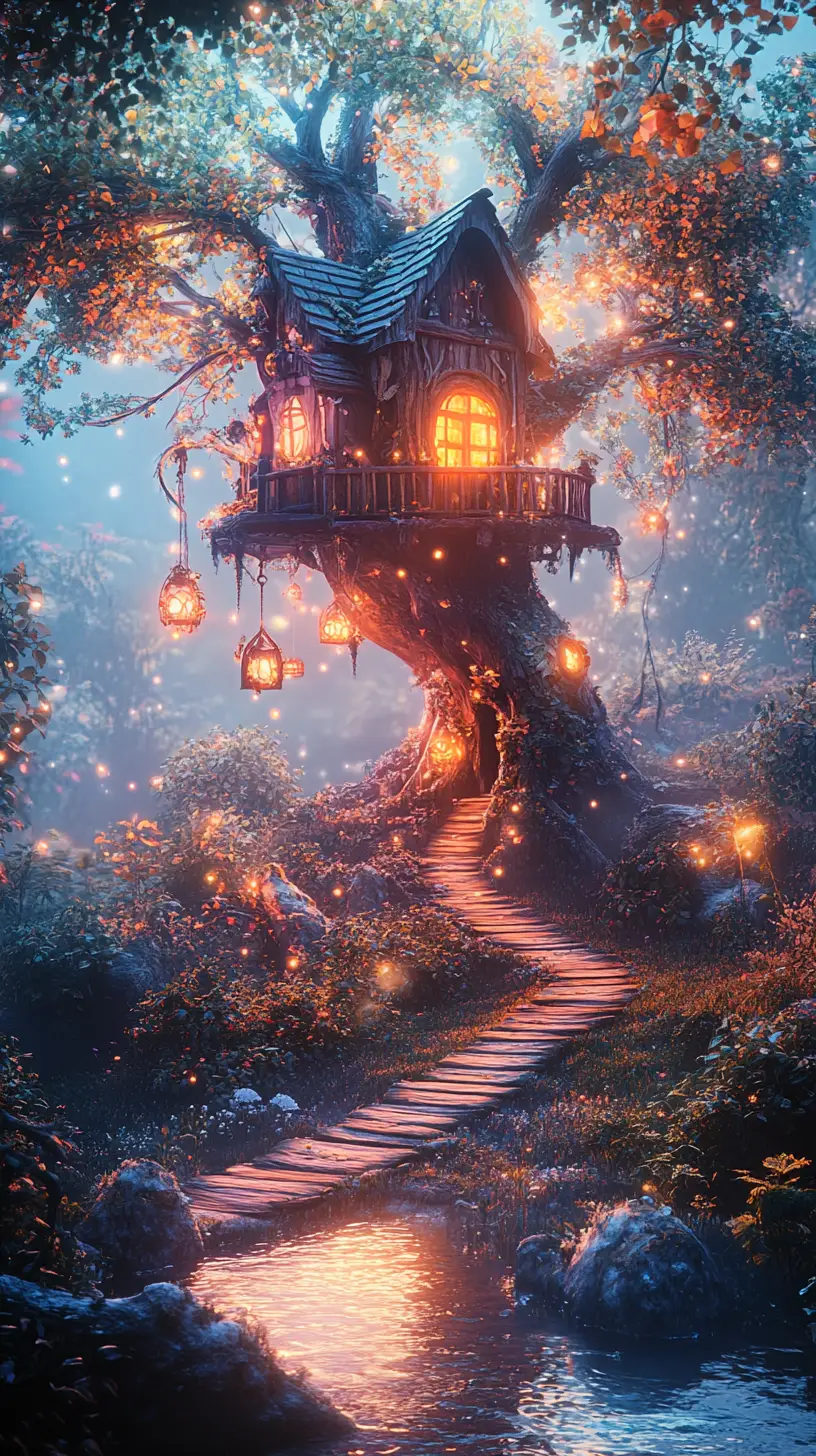 Casa sull’Albero Incantata in un Paesaggio Fantasy da Sogno