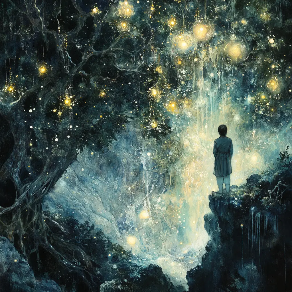 外星旅人探索寧靜的奇幻星之花園