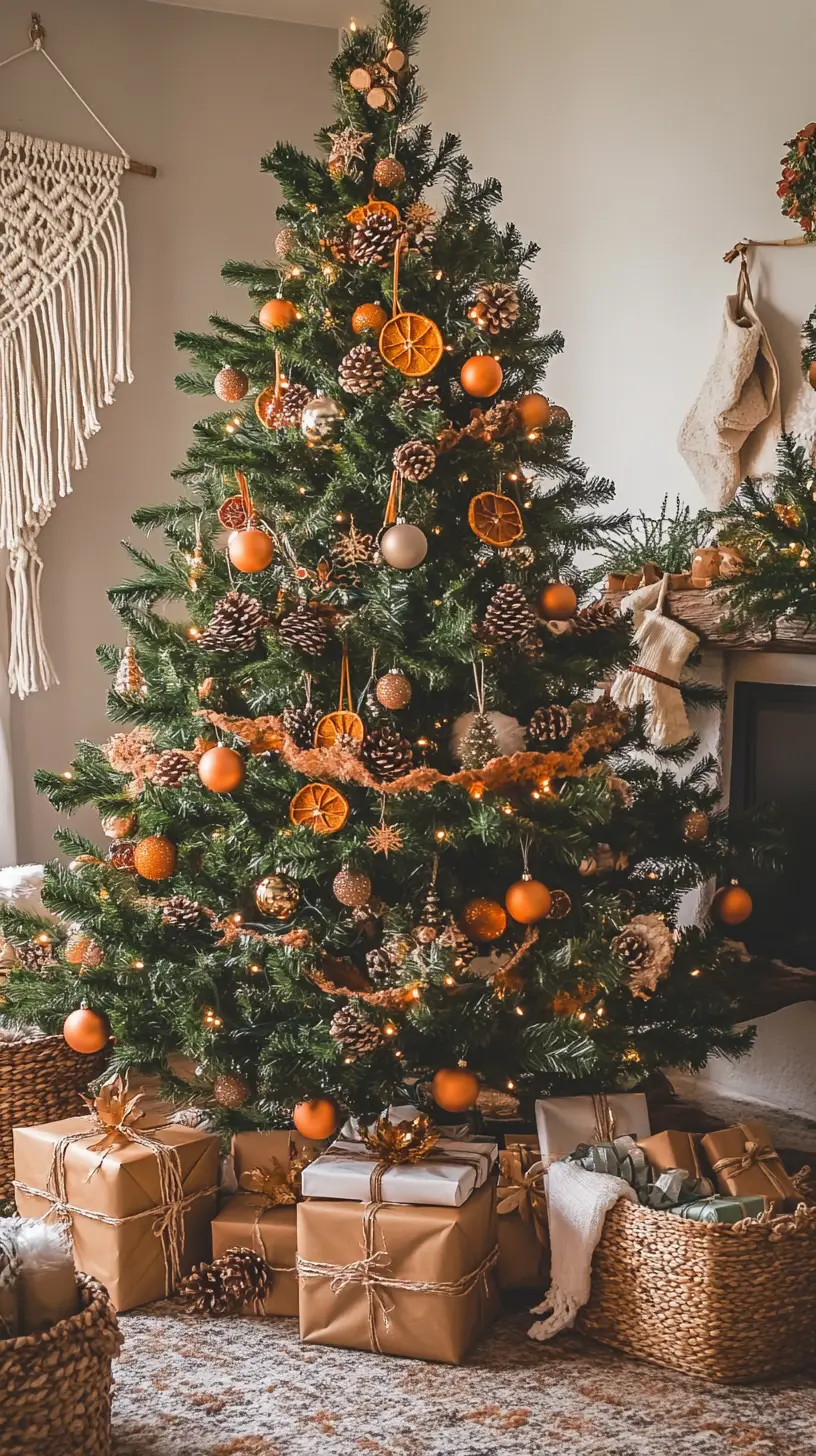 Soggiorno Accogliente con Albero di Natale in Stile Rustico