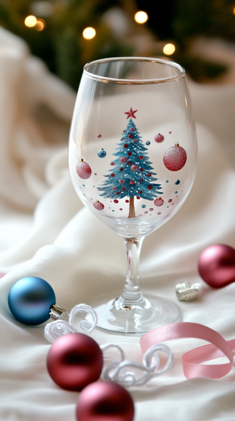 Tazza di Natale e calice di vino con colorate palline festive