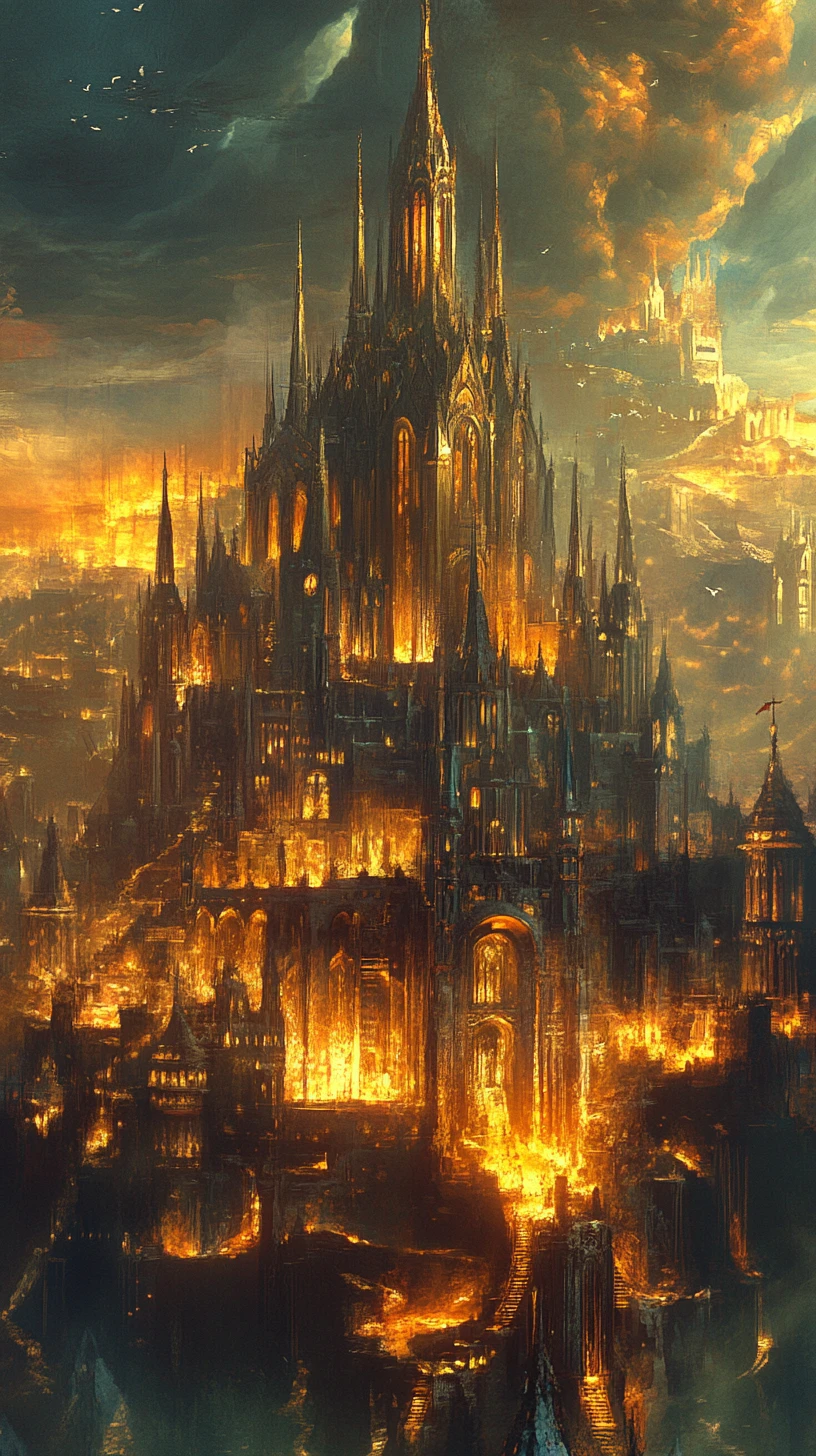 Chiesa in stile anime ai margini della città tra battaglia elementale
