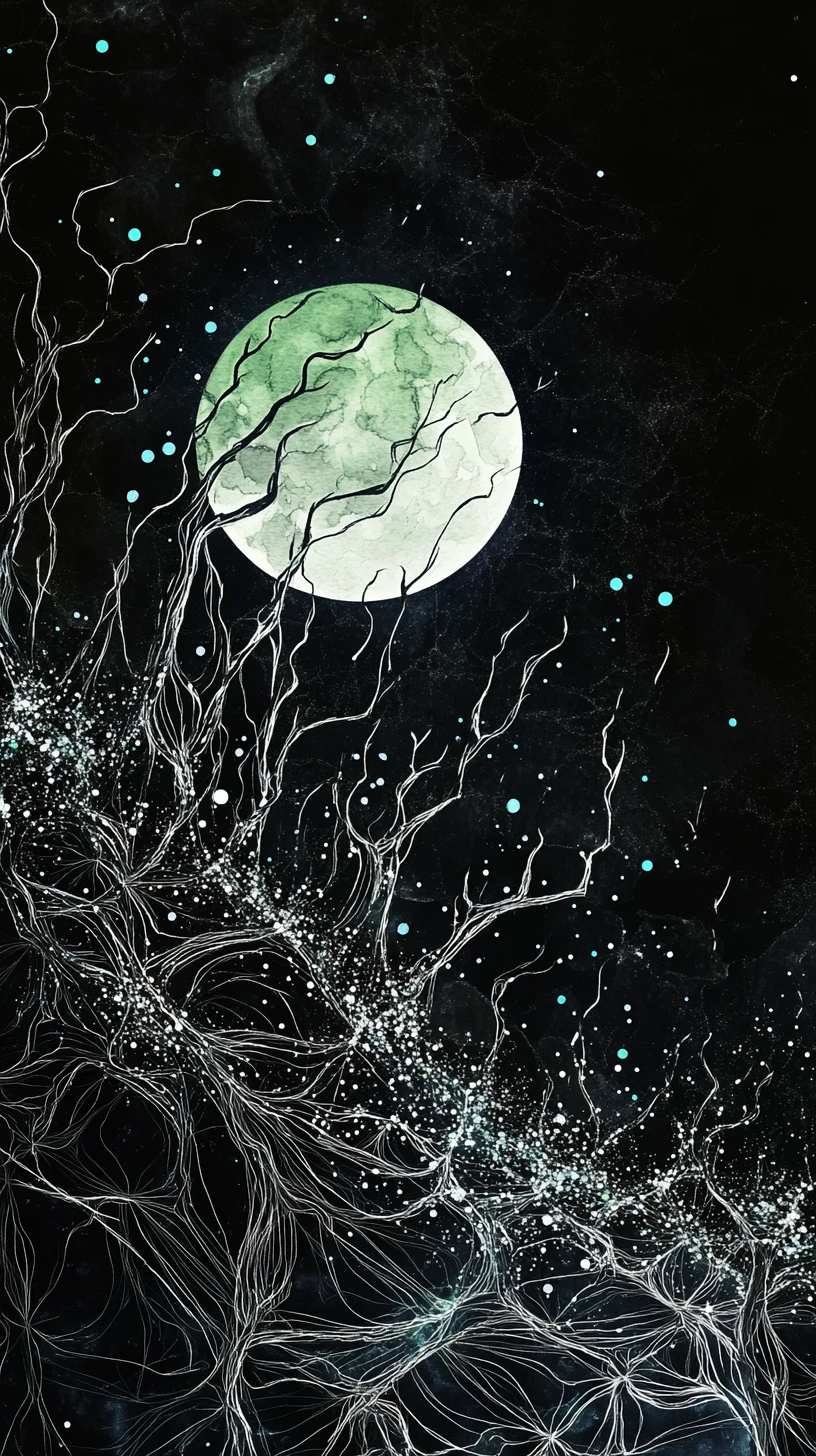 Surreal fantasy landscape with neon botanical forms