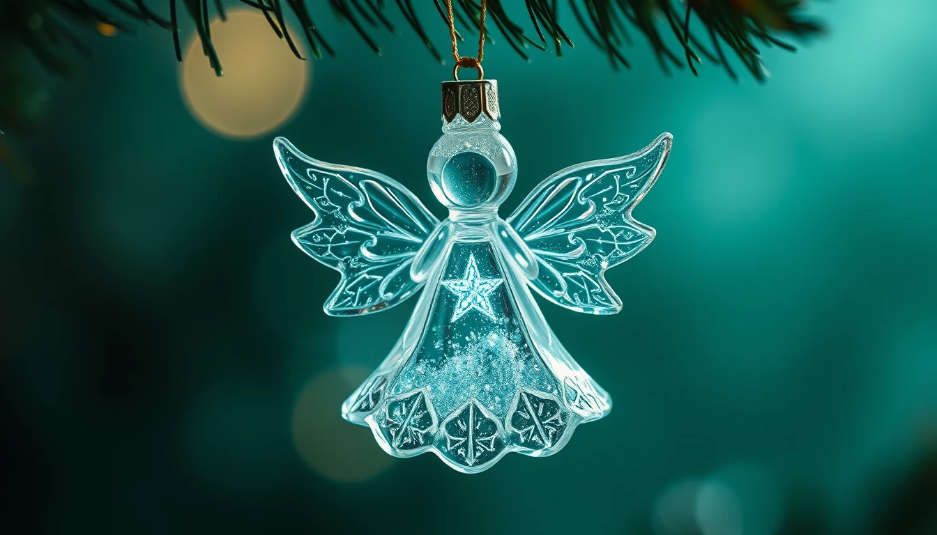 Leuchtender Glas-Schneeengel-Anhänger im Weihnachtsbaum