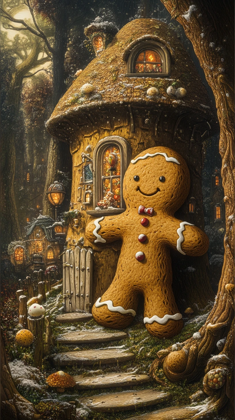 Ilusão surreal de um boneco de gengibre que engana o olhar