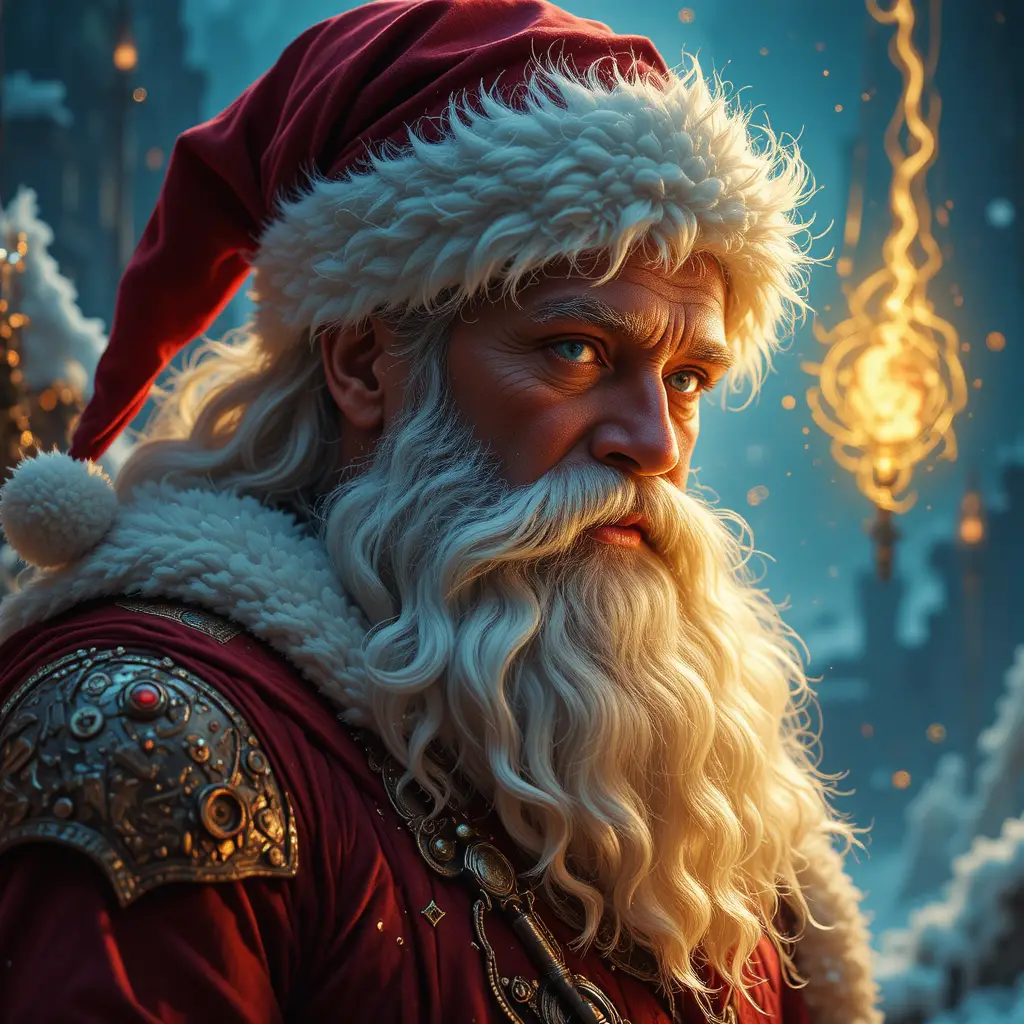 Papai Noel Cyberpunk Reinventado em um Universo Futurista
