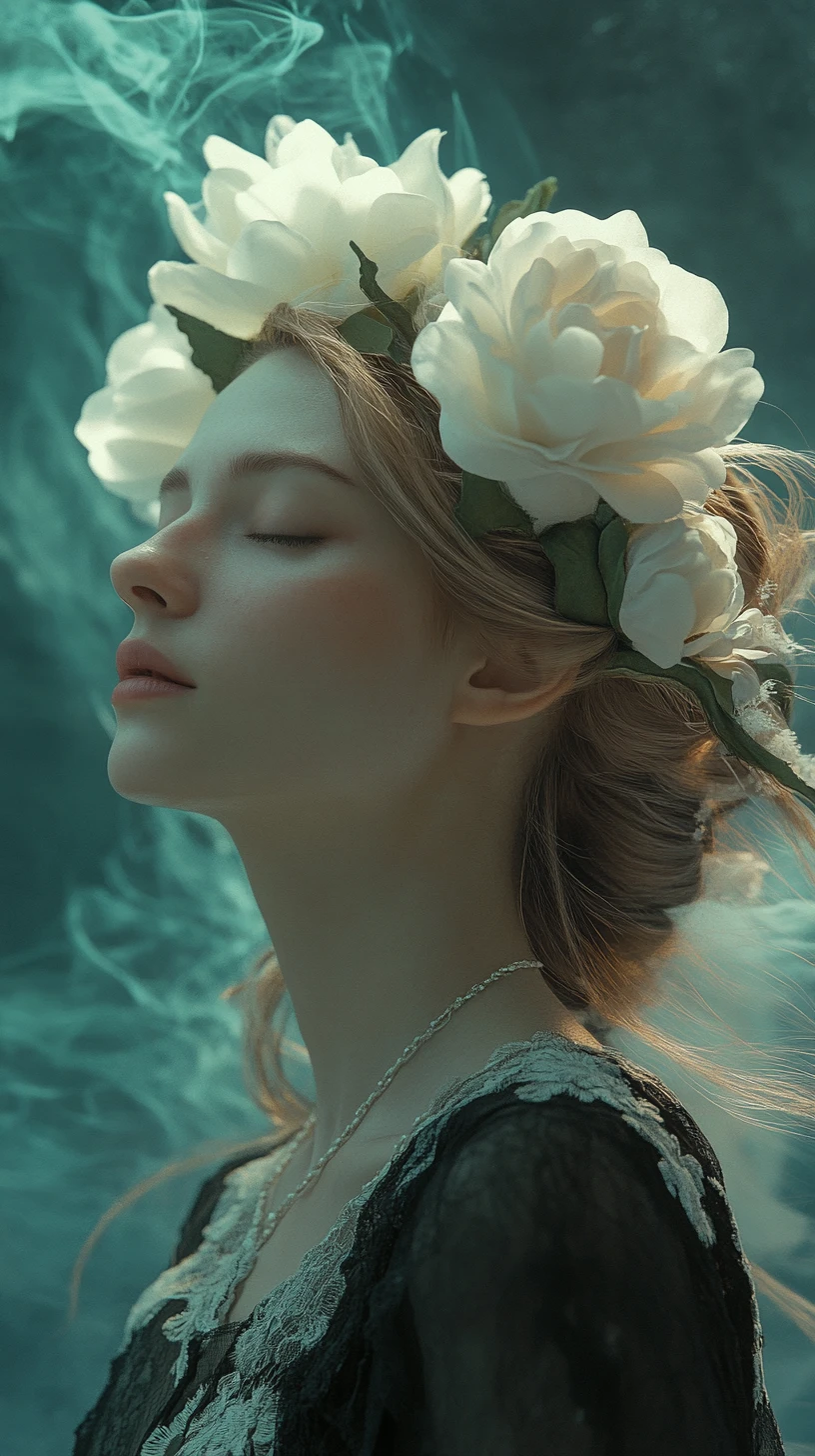 Surreal portrait of a beautiful girl in luminous fantasy tones