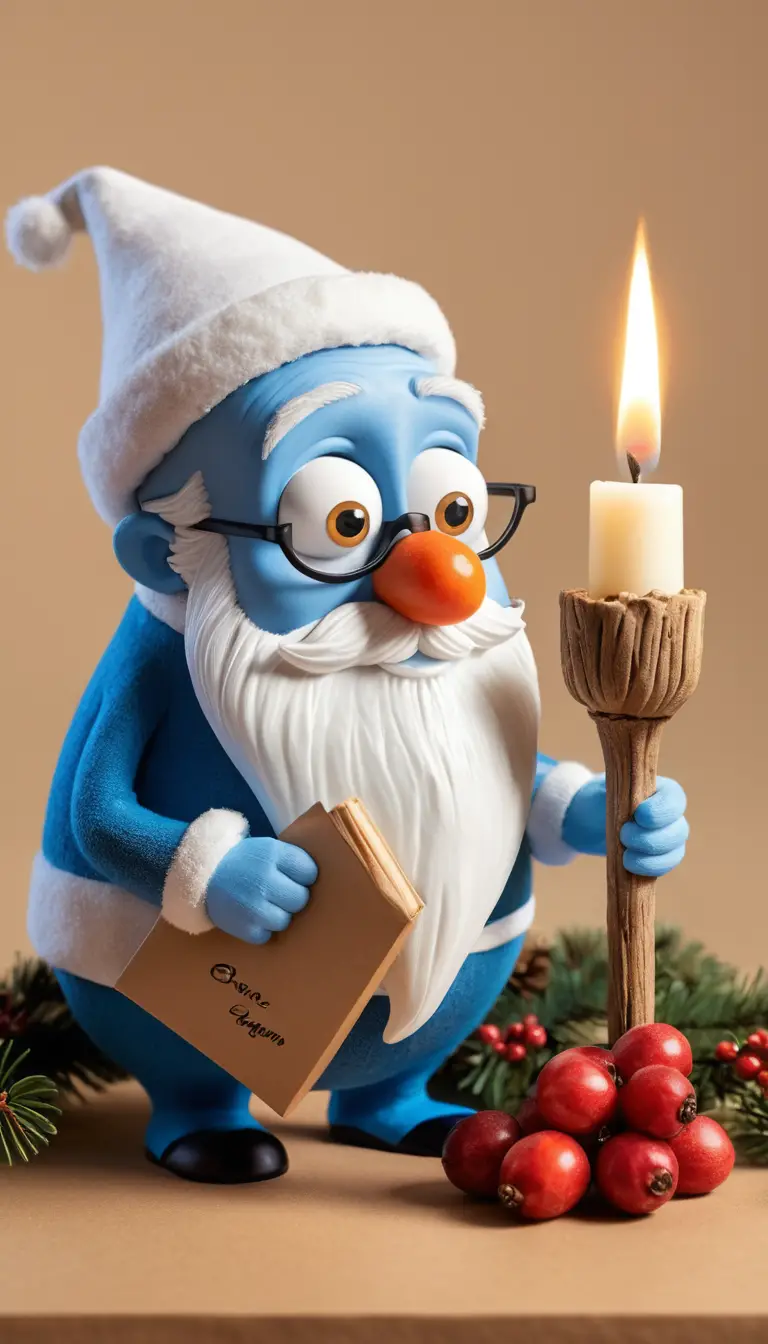 Two cute christmas elves lighting a large white candle