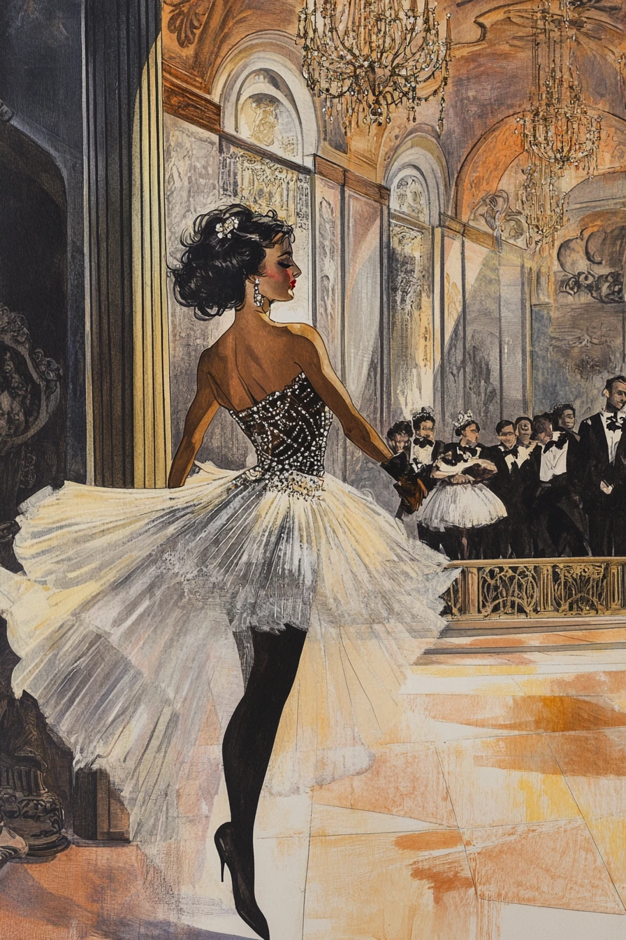 Danzatrice flapper ad acquerello a un elegante gala da ballo degli anni ’20