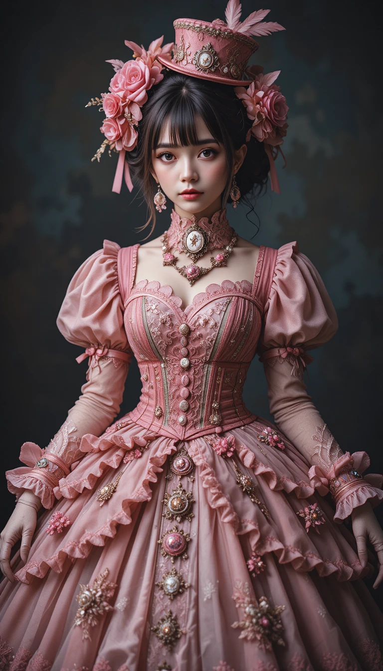 Gothic-Lolita-Mädchen in prunkvollem barockinspiriertem Kleid