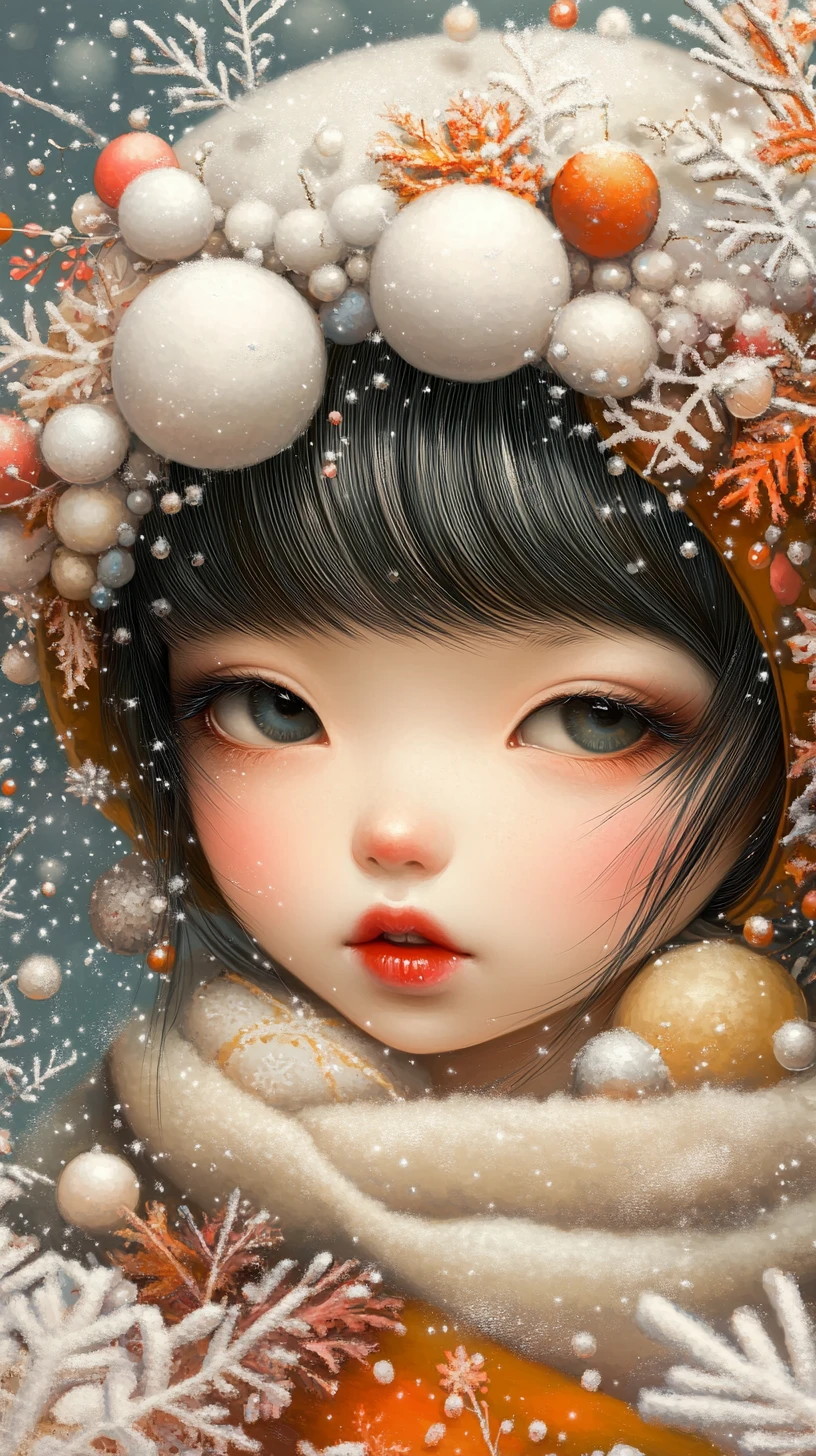 鮮やかな雪の幻想世界の気まぐれな冬の妖精