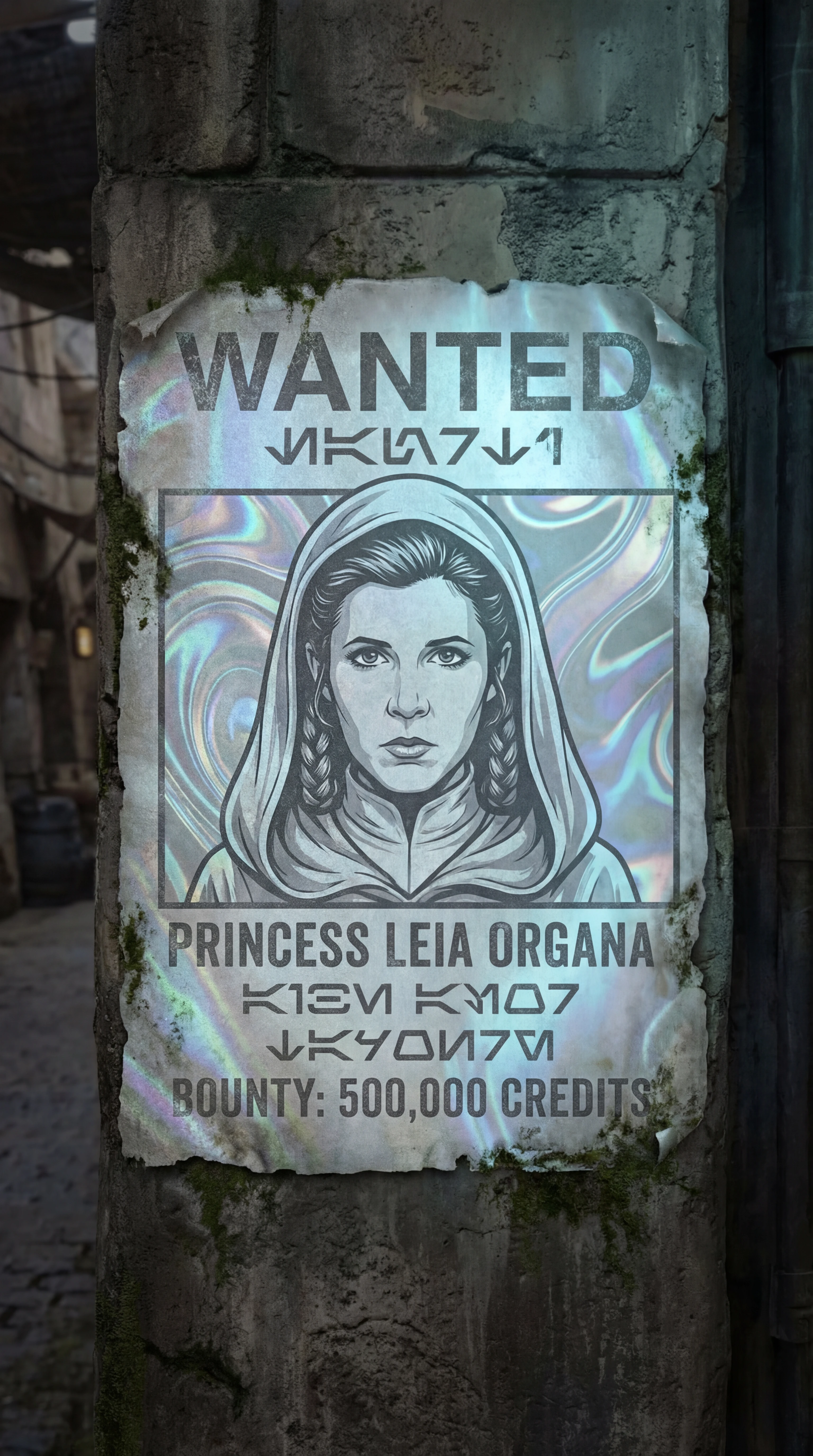 Cartel de se busca al estilo Star Wars de una princesa espacial