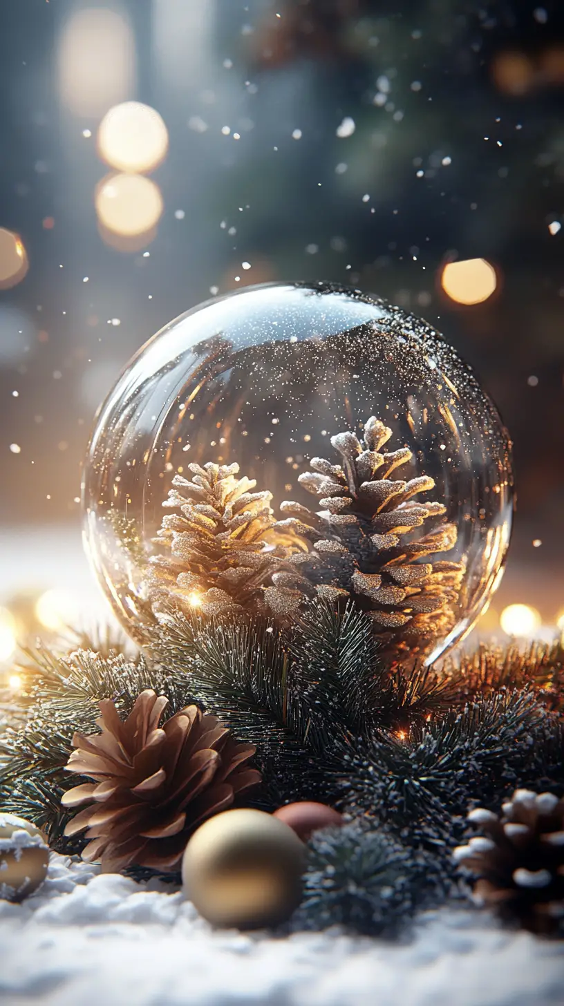 Festliches Weihnachts-Stillleben mit Glaskugel im sanften Licht