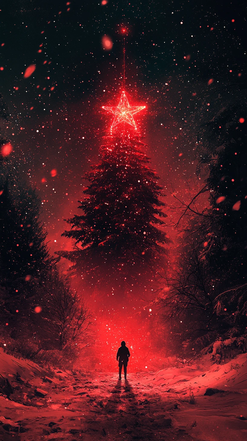 Red stars over a dystopian city at the end of the world