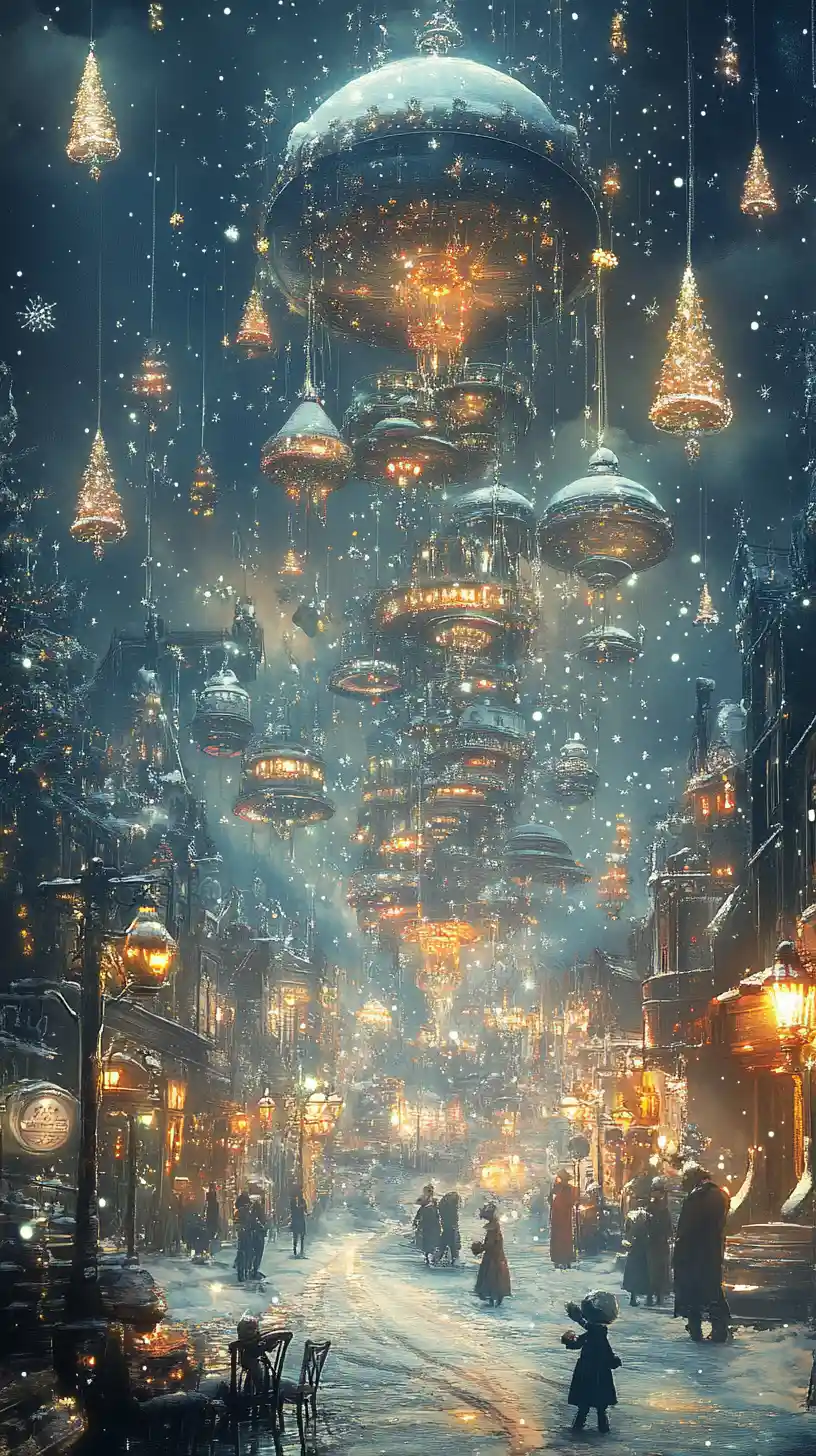 Surreal visual illusion with festive new year atmosphere