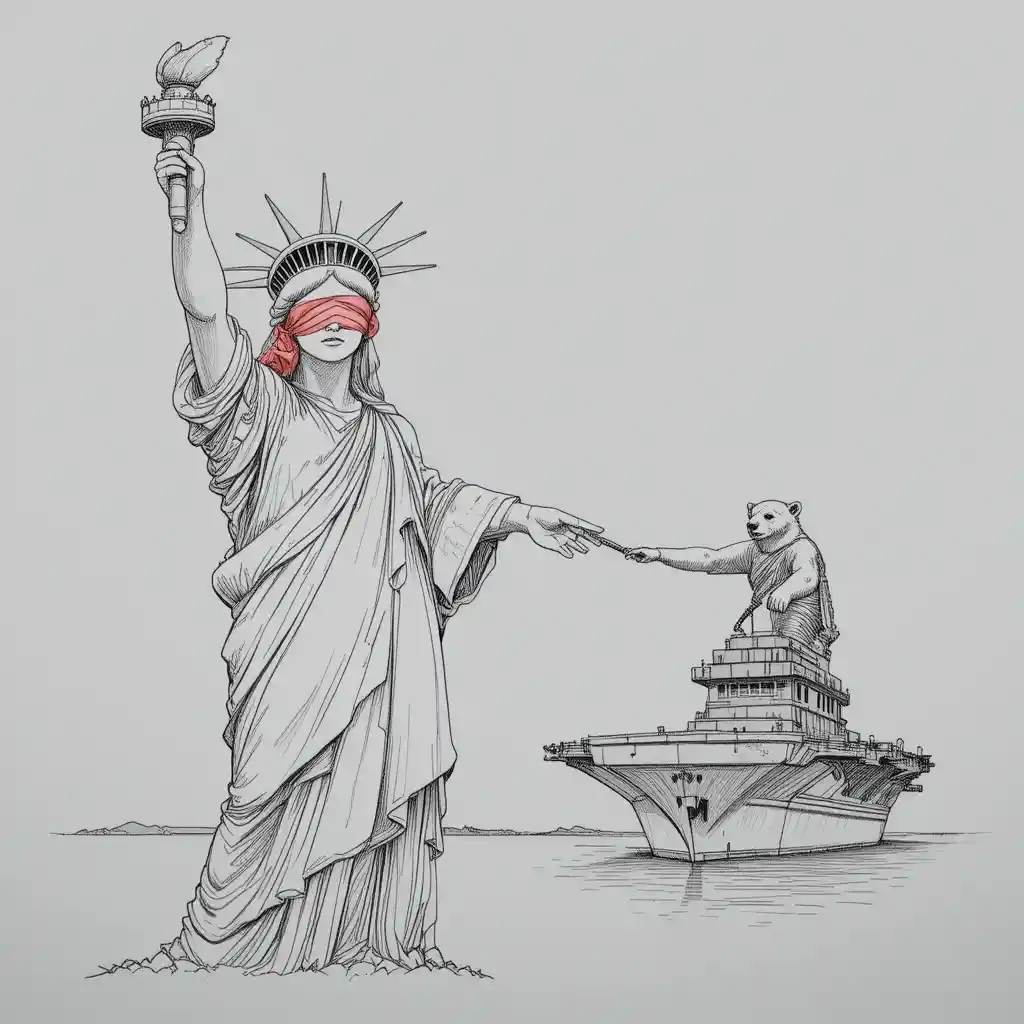 Statue Of Liberty Shaking Hands With Russian Bear On Carrier