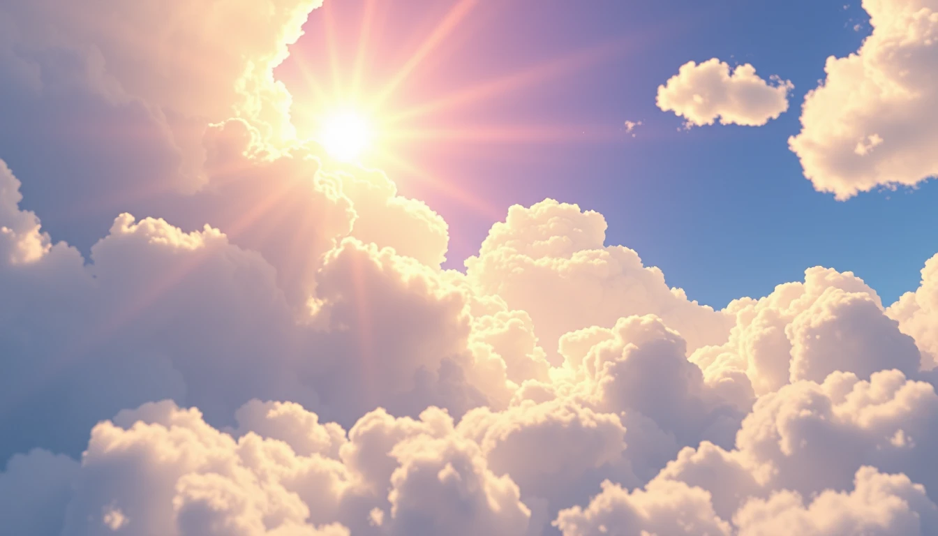 Divine omens forming as signs and symbols in epic clouds