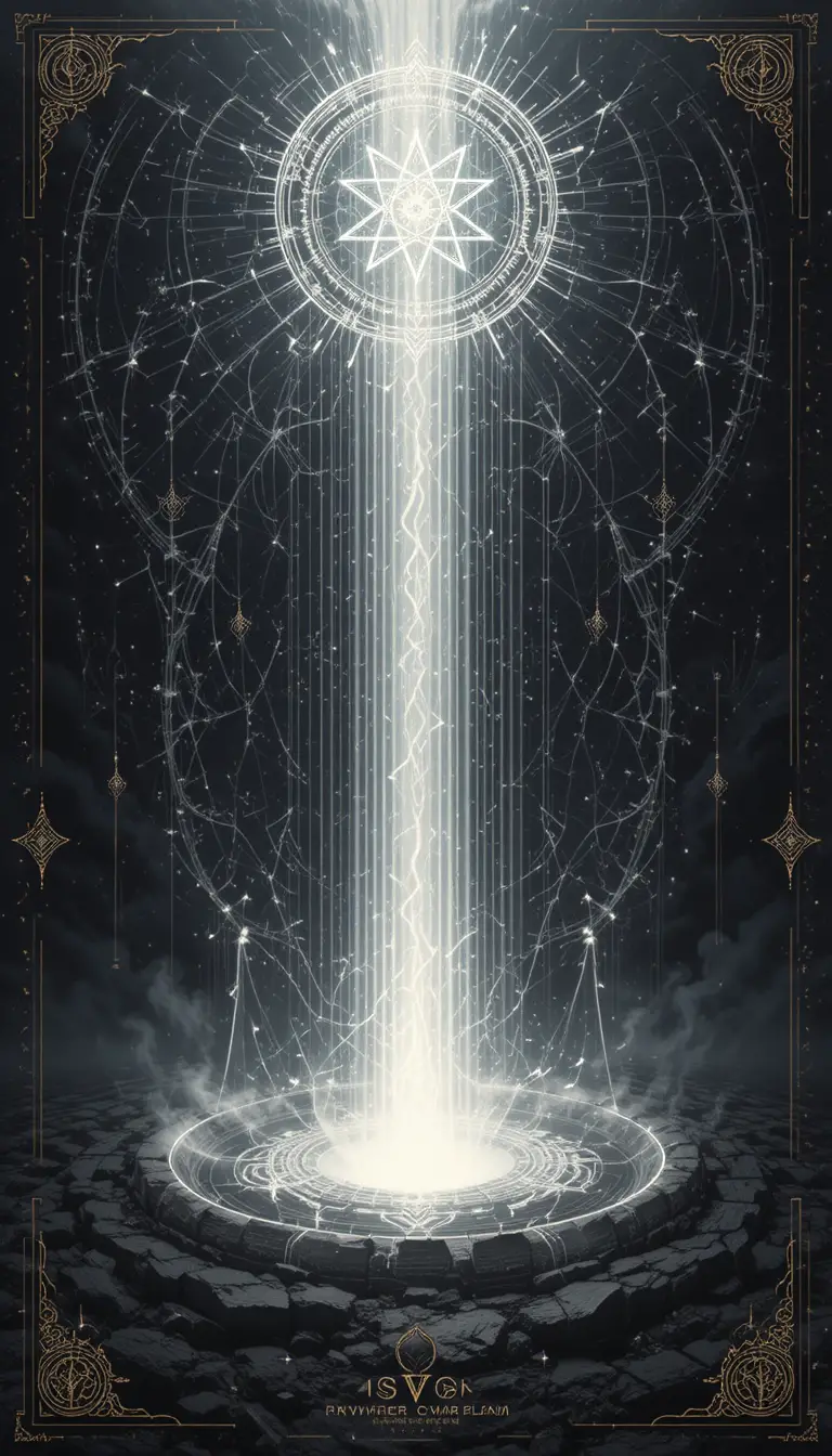 能量場中閃耀的六角星符號