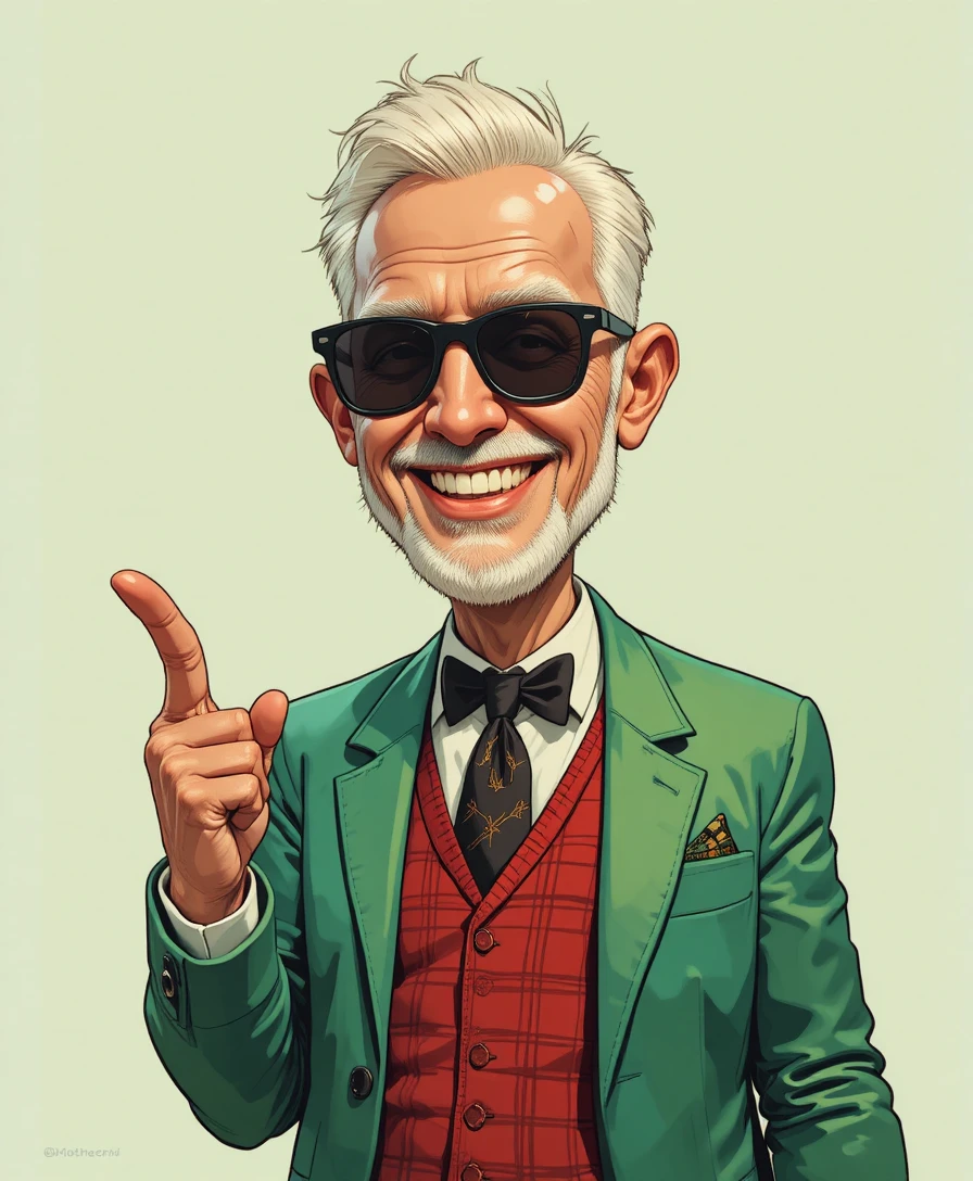 Hombre mayor feliz con blazer colorido y bastón