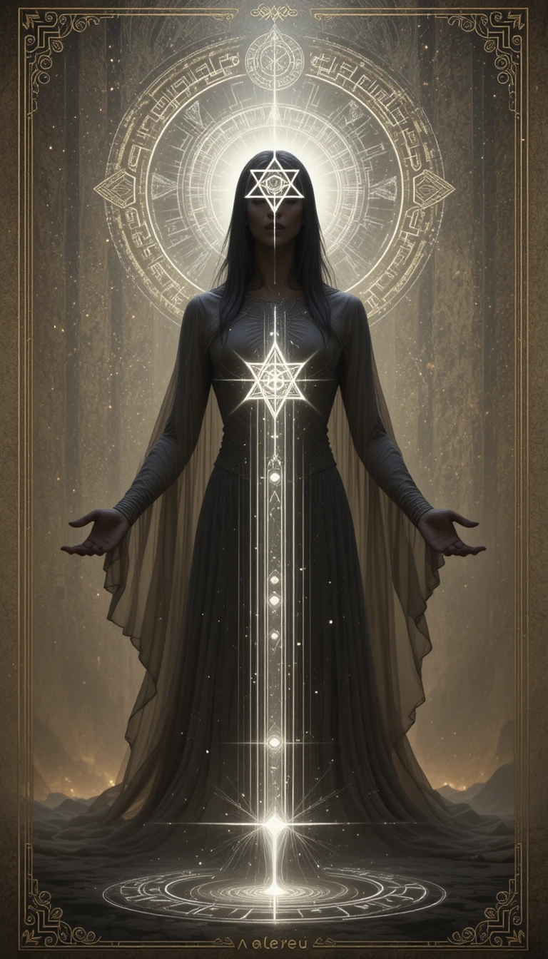 Mystical silver star symbol glowing at the forehead center