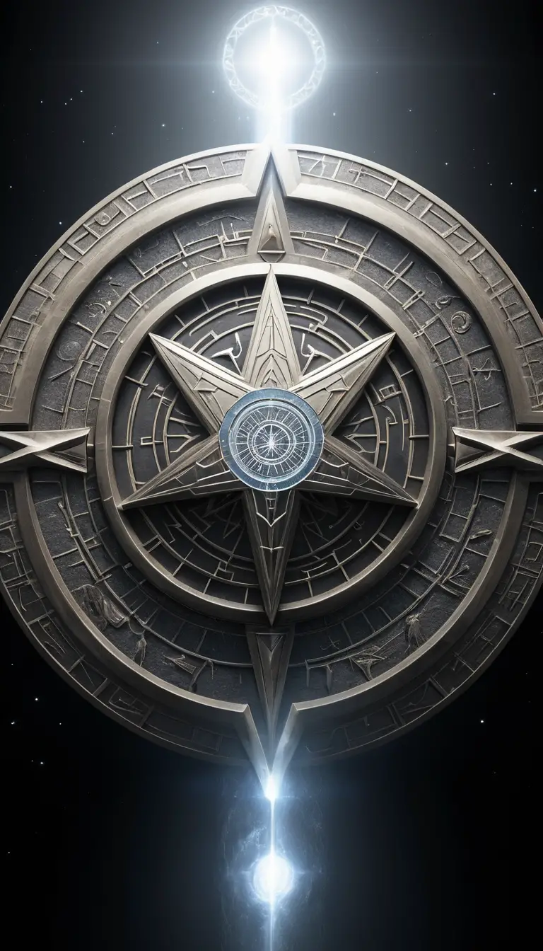 散發靈性光芒的銀色六芒星符號