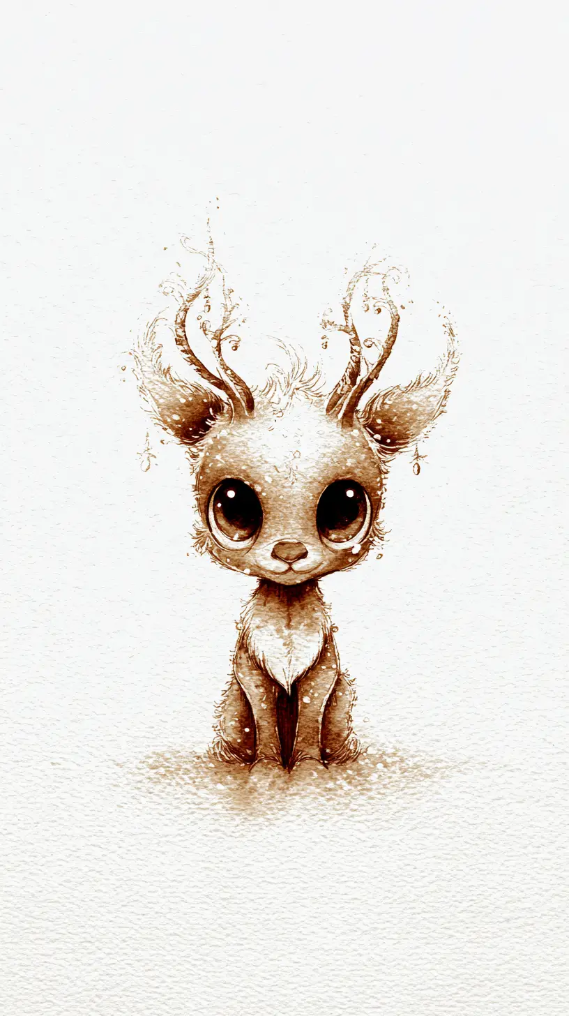 Whimsical Watercolor Christmas Reindeer With Shining Eyes