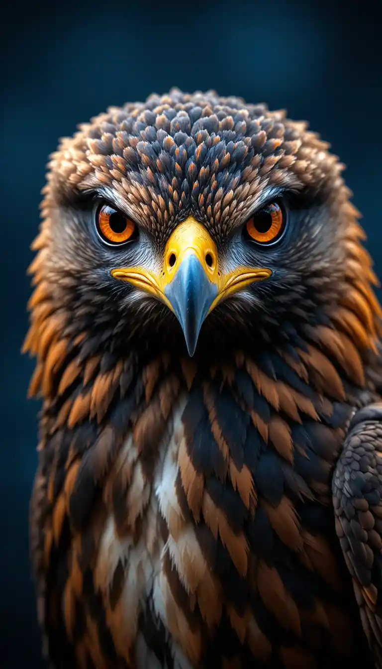 Close up digital illustration of a hawk head