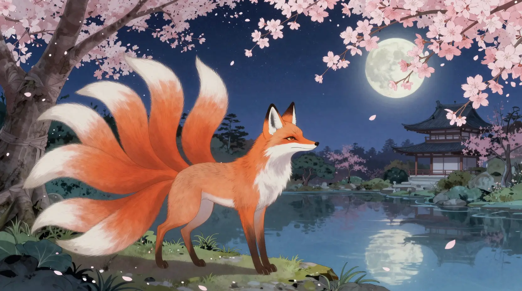 月光花園中的神秘九尾狐靈