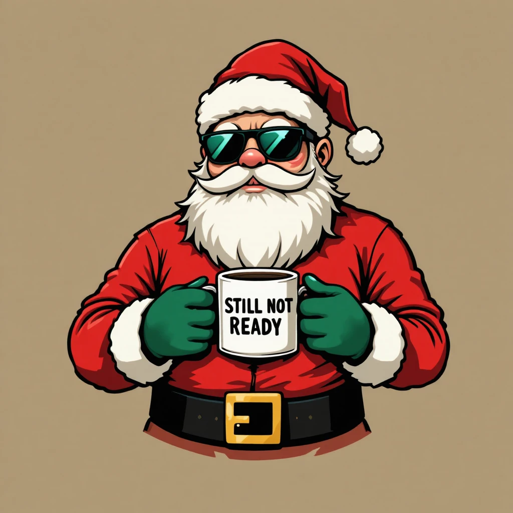 Desenho Legal do Papai Noel com Caneca de Café Sarcástica