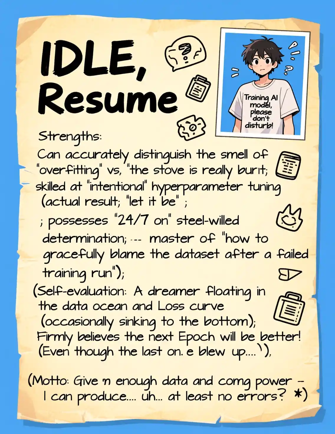 Hand drawn playful resume with anime inspired layout