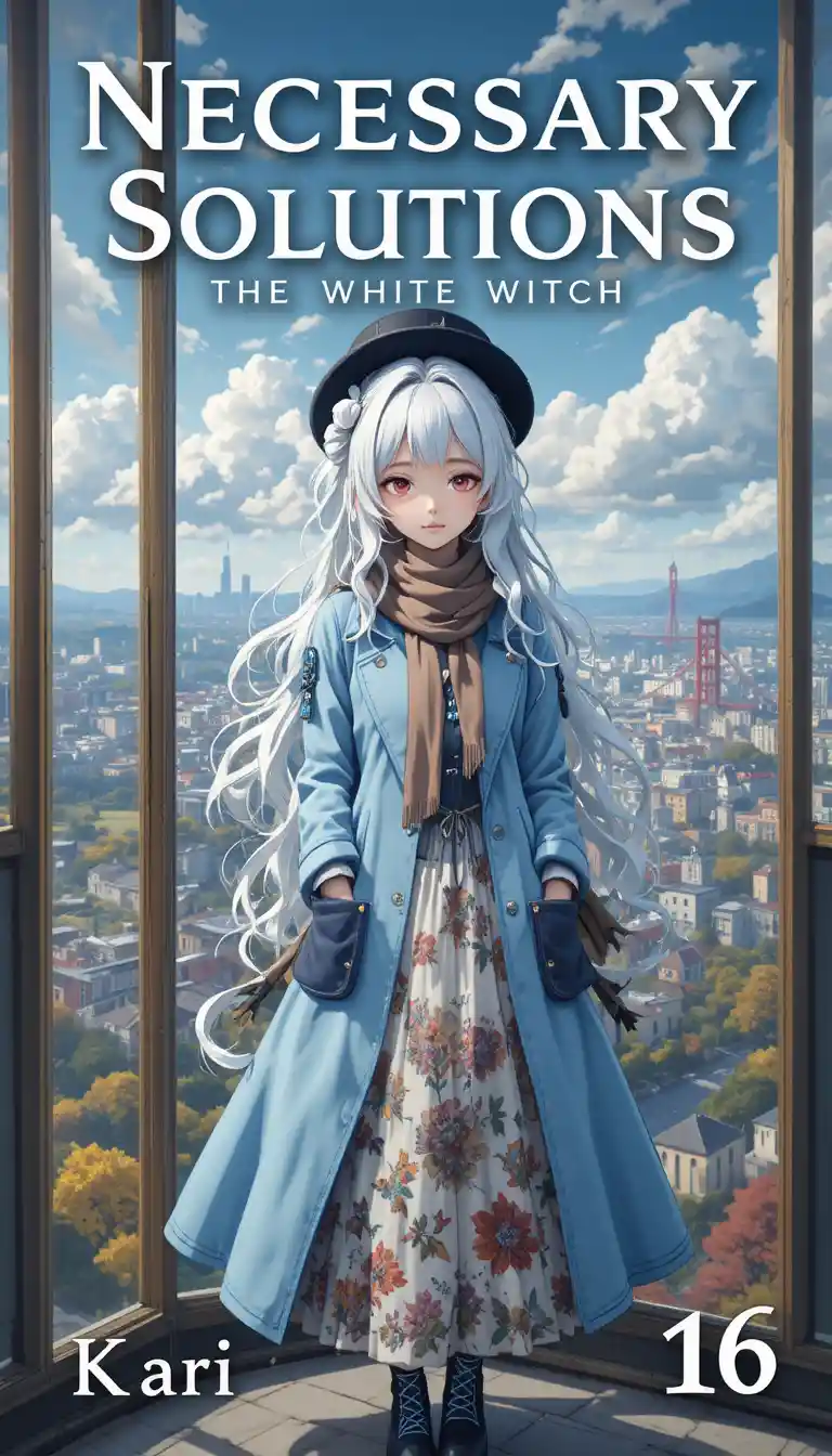 Ilustração de capa de livro com garota de anime em jardim na cobertura