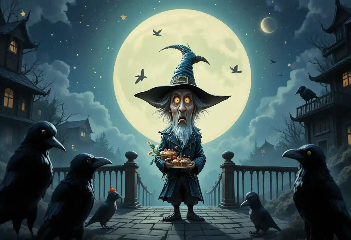 Trickster Before A Mystical Door Under The Full Moon