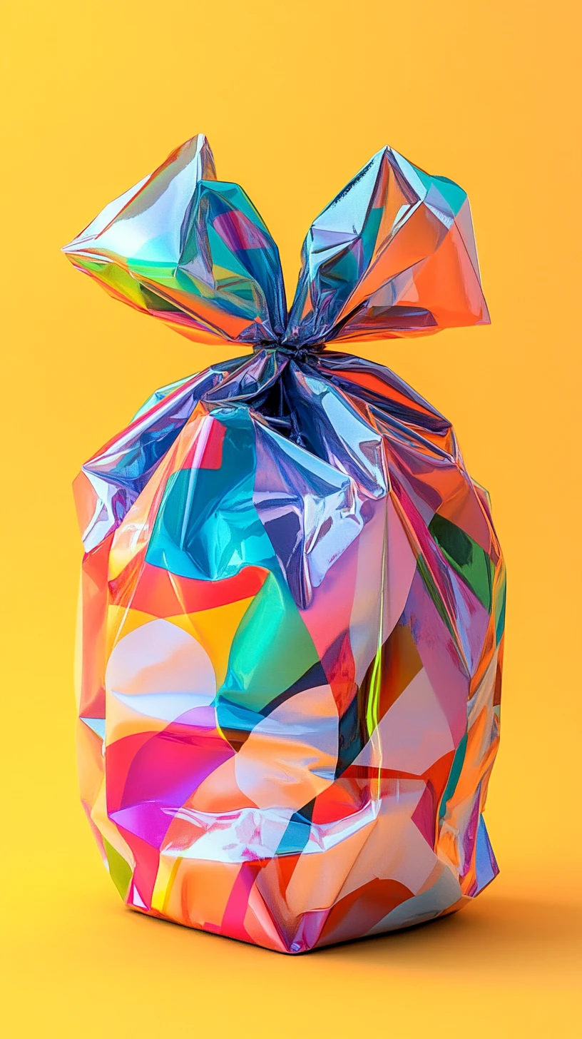 Scatola regalo colorata avvolta con un fiocco sottile e irregolare