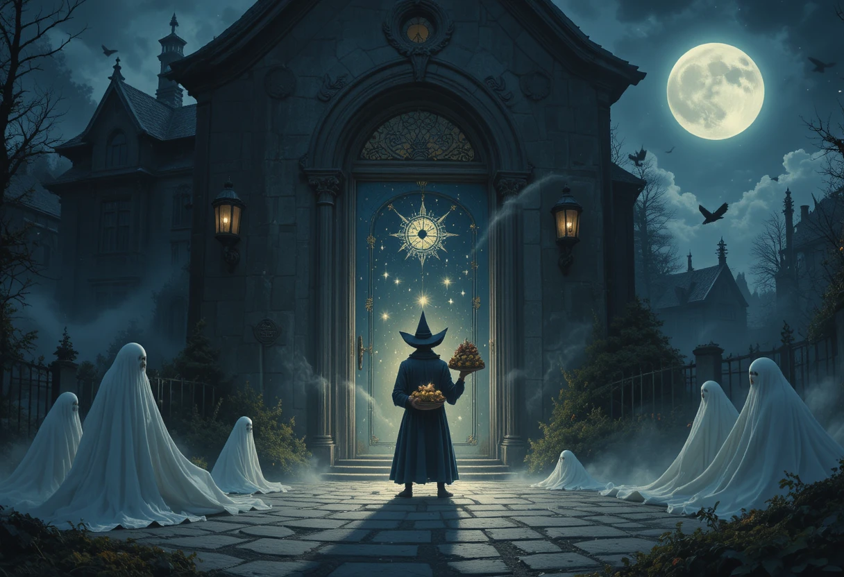 Trickster davanti a una mistica porta al chiaro di luna