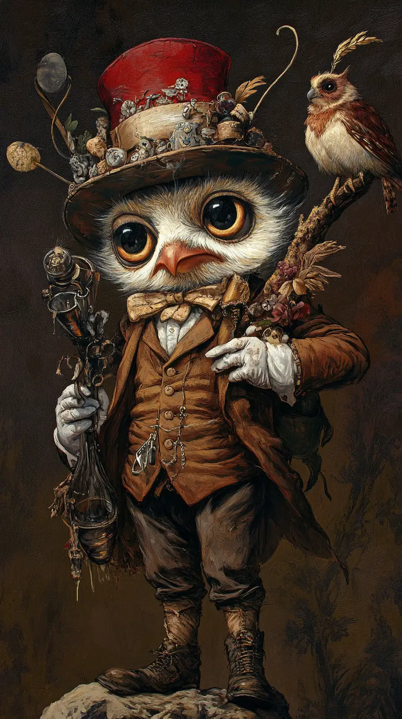 Surreal illusion scene with a sly mischievous bandit figure
