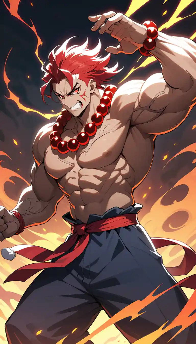 Mächtiger Anime-Kampfkünstler entfesselt einen Energieangriff