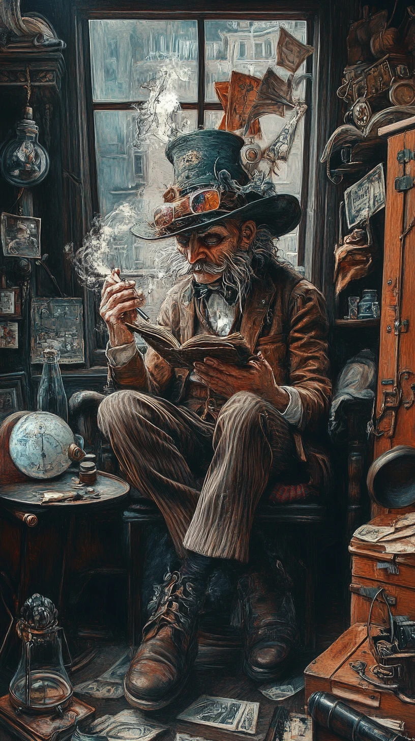 Surreal illusion of a sly mischievous bandit figure