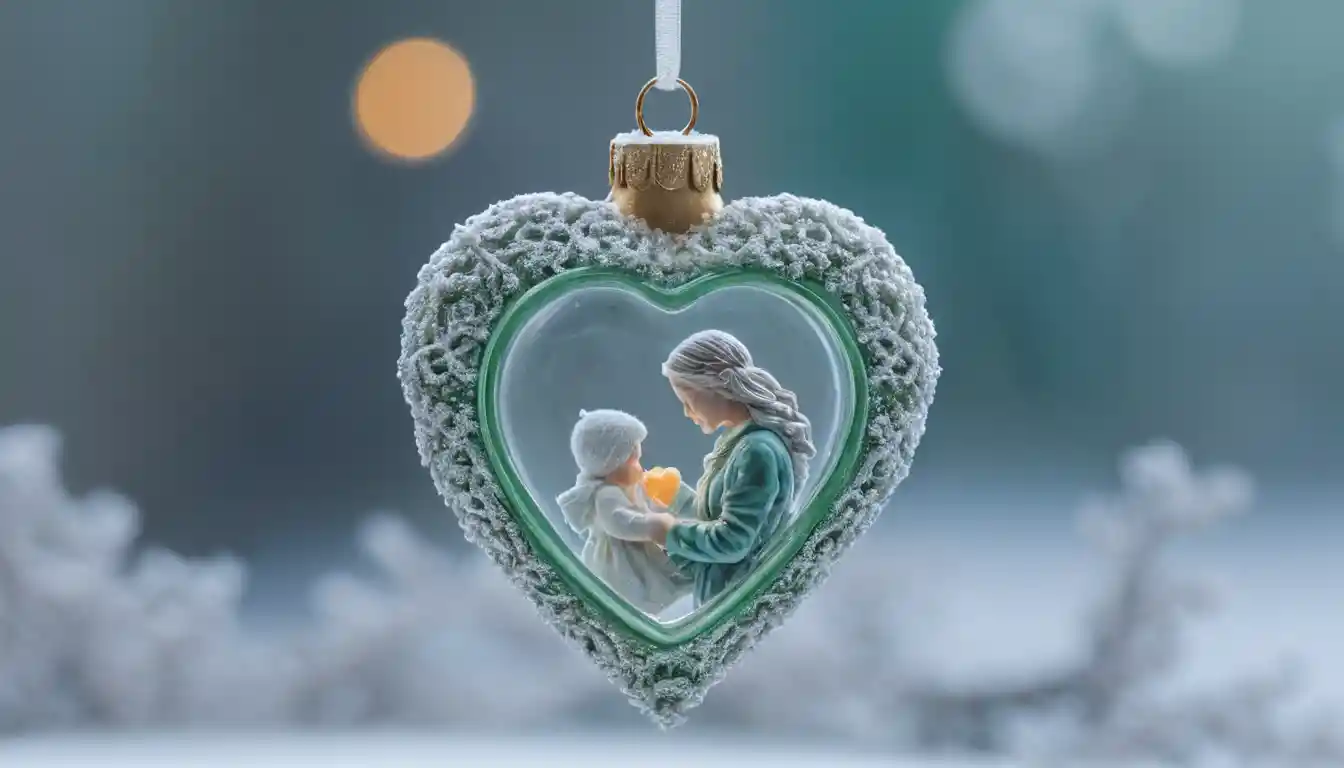 Boule de Noël en verre brillant doucement à une fenêtre
