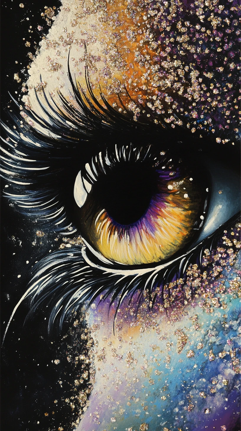 Surreal alien goddess portrait with luminous gradient eyes