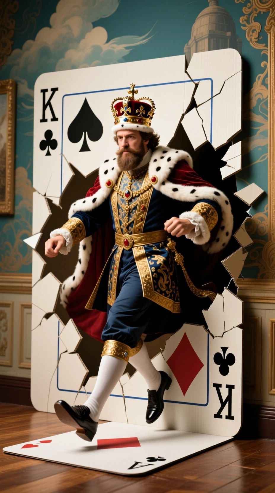 Rei das cartas surreal avançando para um novo reino