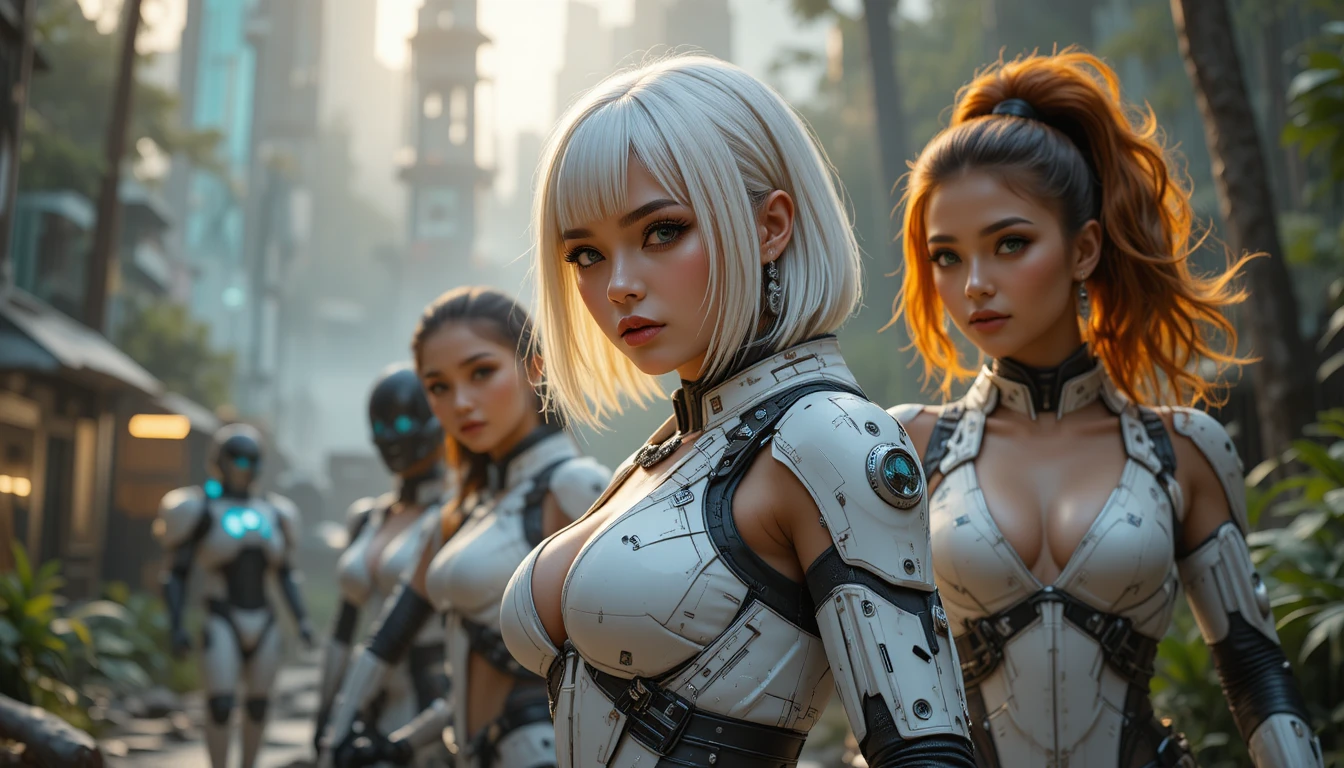 未來森林基地中身披裝甲的強悍科幻女性