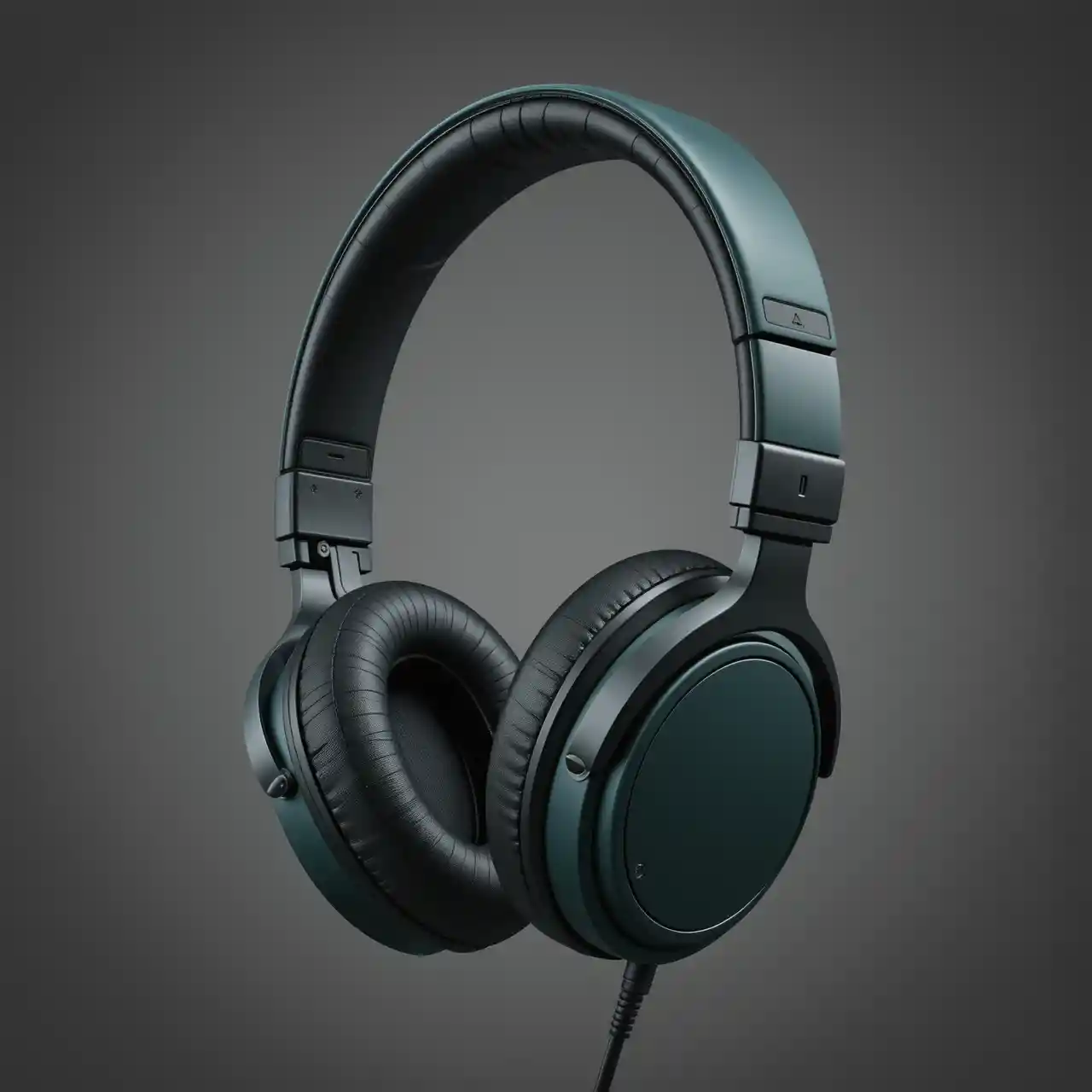 Cuffie over-ear verde foresta su sfondo neutro da studio
