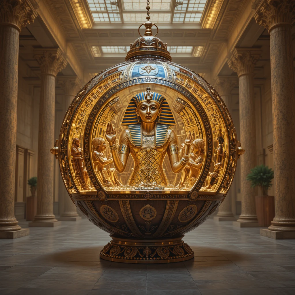 Gigante ornamento di Natale con interno in stile Antico Egitto