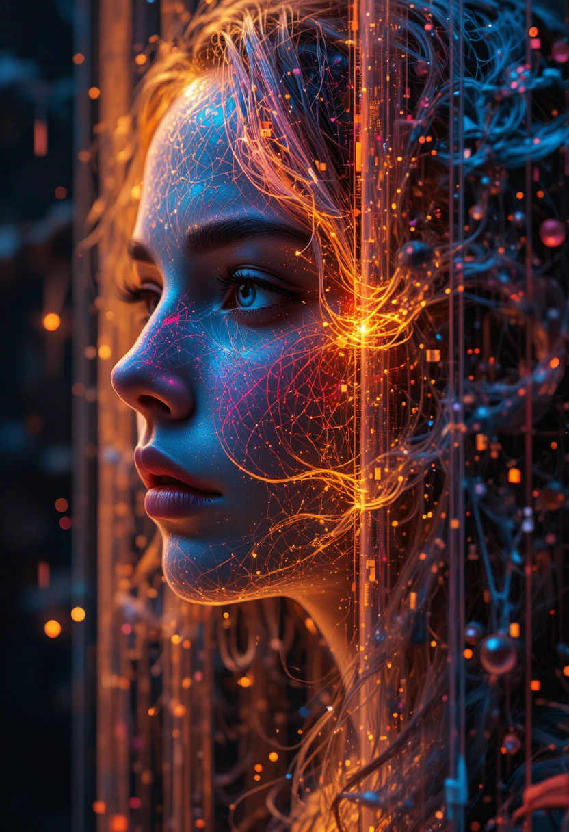 Tablet luminoso che trasforma flussi di dati in pennellate colorate