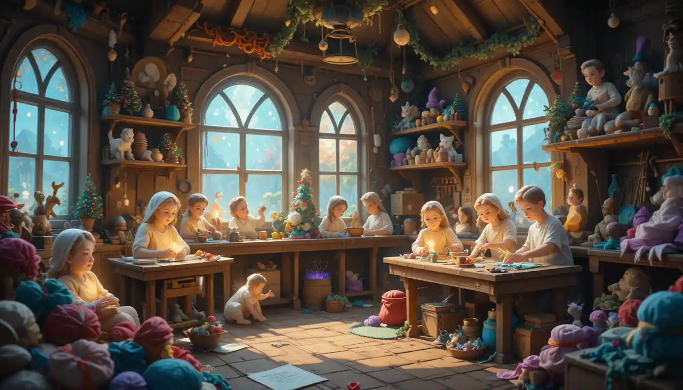 Magica Officina di Giocattoli di Natale con Mani Incantate e Luminescenti